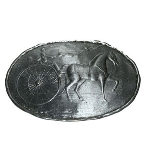 Vintage horse and buggy pewter brooch jonette jewelry